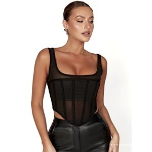 Meshki Delaney black corset top size large new with tags